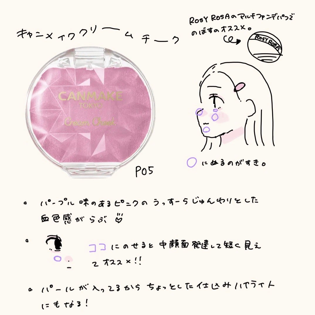 クリームチーク(パールタイプ)/キャンメイク/ジェル・クリームチークを使ったクチコミ(2枚目)