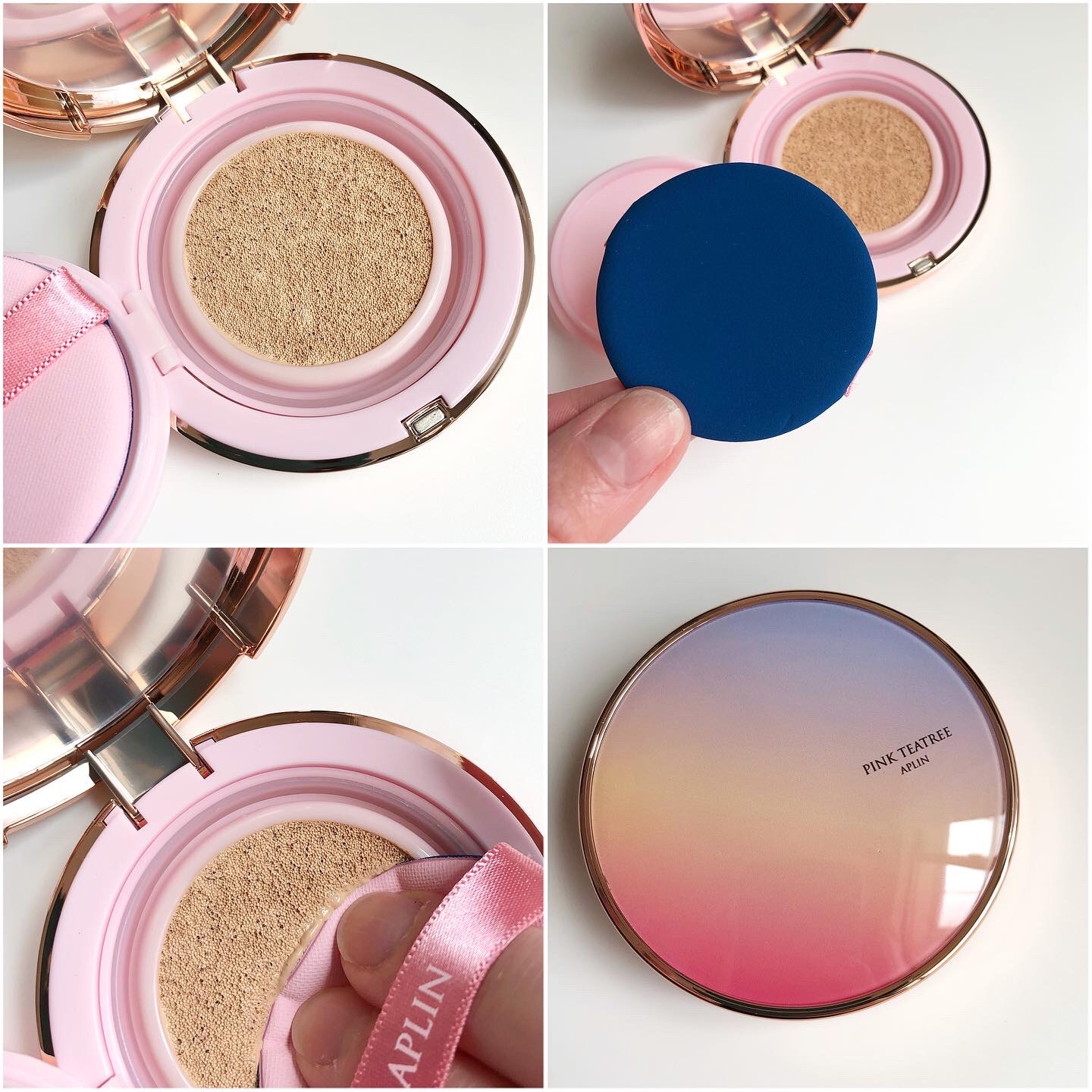 ピンクティーツリーカバーアップグロウクッション 21号 パウダリーベージュ/APLIN/クッションファンデーションを使ったクチコミ（3枚目）