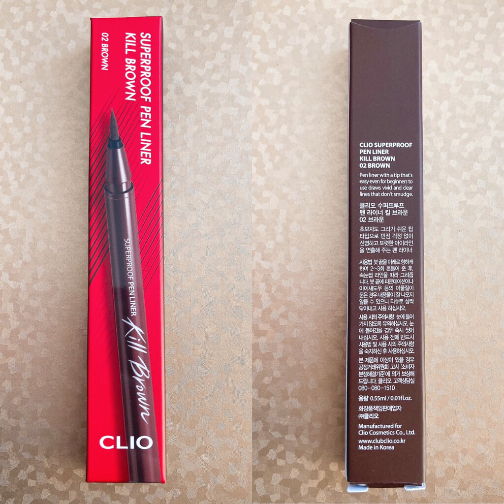 スーパープルーフ ペン ライナー 02 BROWN/CLIO/リキッドアイライナーを使ったクチコミ（2枚目）