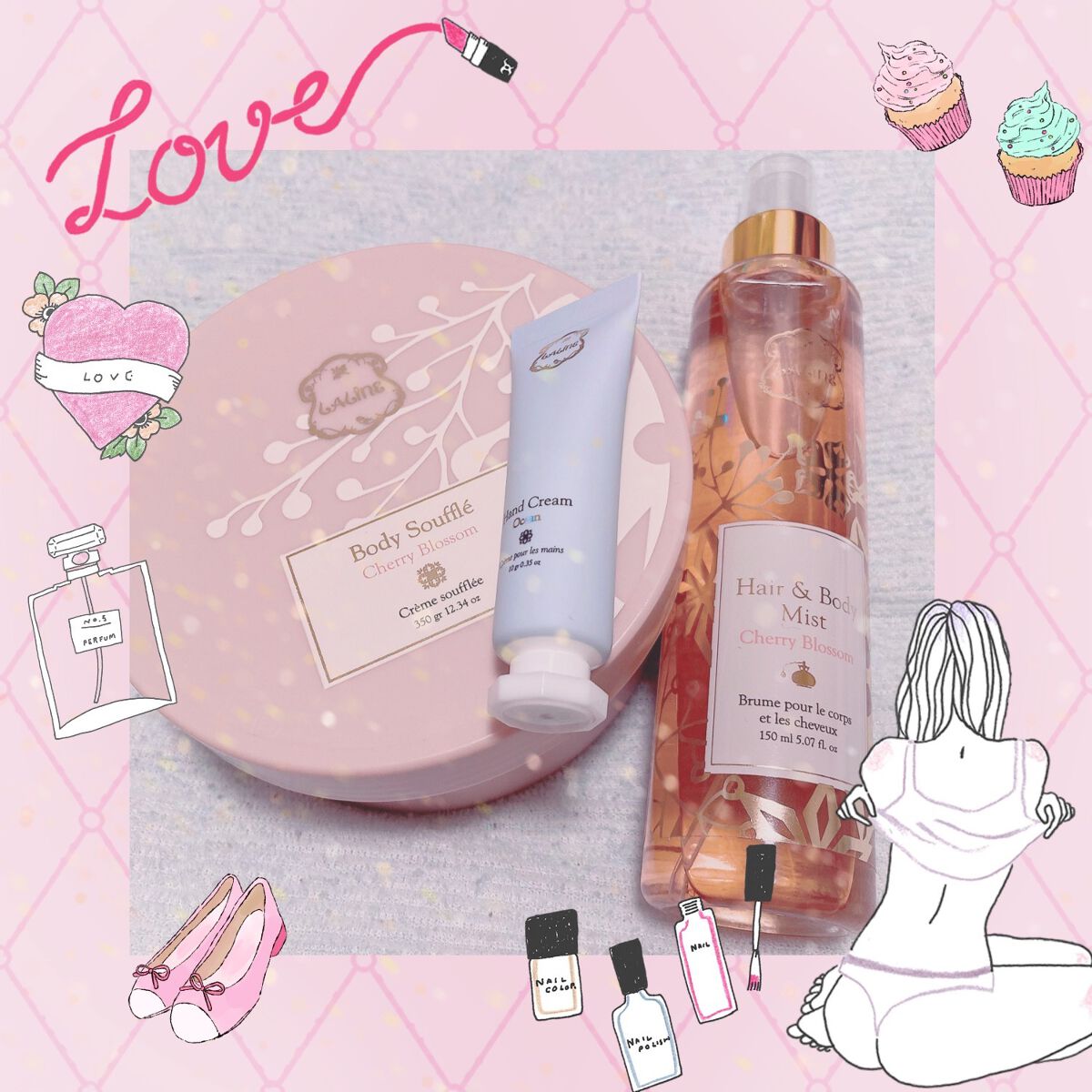 チェリーブロッサム ヘア＆ボディミスト 日本限定デザイン(2022)/Laline/ヘアミストを使ったクチコミ（1枚目）