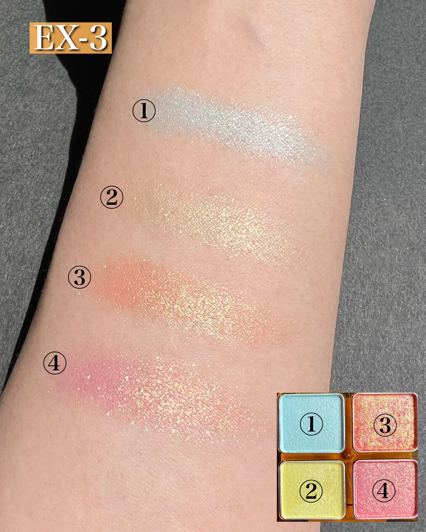 ビーチバカンスグリッターパレット EX-3トロピカルサニービーチ：南国のビーチを感じさせるトロピカルなビーチ/KATE/アイシャドウパレットを使ったクチコミ（3枚目）