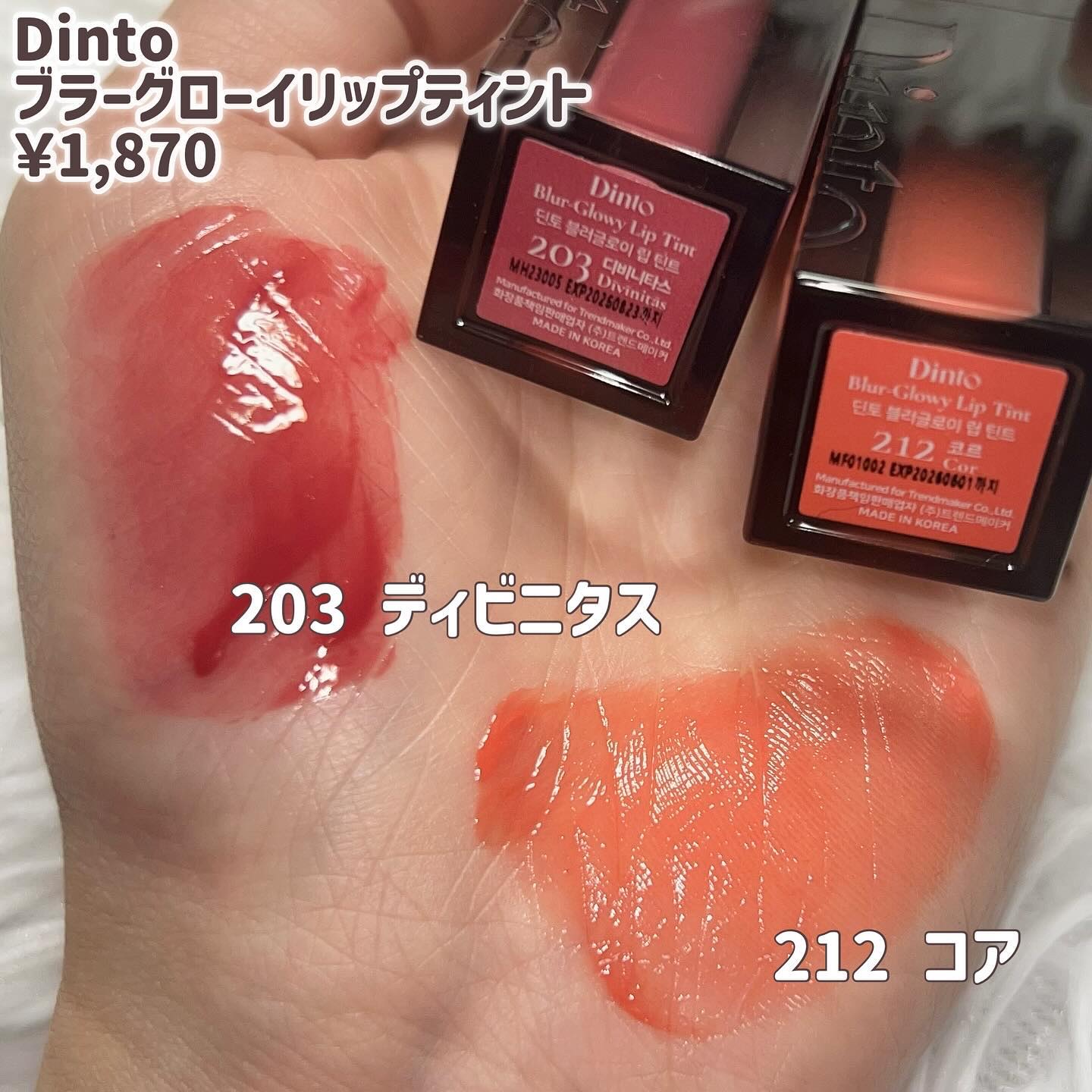 ブラーグロイリップティント 212 コア/Dinto/リップティントを使ったクチコミ（3枚目）