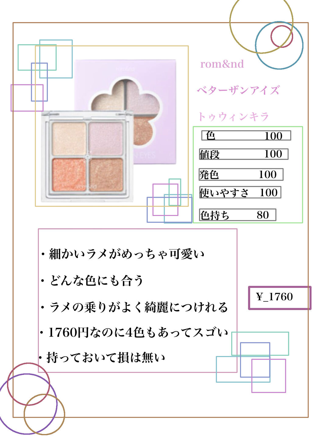 ベターザンアイズ/rom&nd/アイシャドウパレットを使ったクチコミ（3枚目）