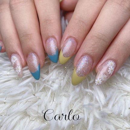 #ウォーターフラワーネイル,#フレンチネイル,#シンプルネイル,#フラワーネイル,#キラキラネイル,#夏ネイルのネイルデザイン