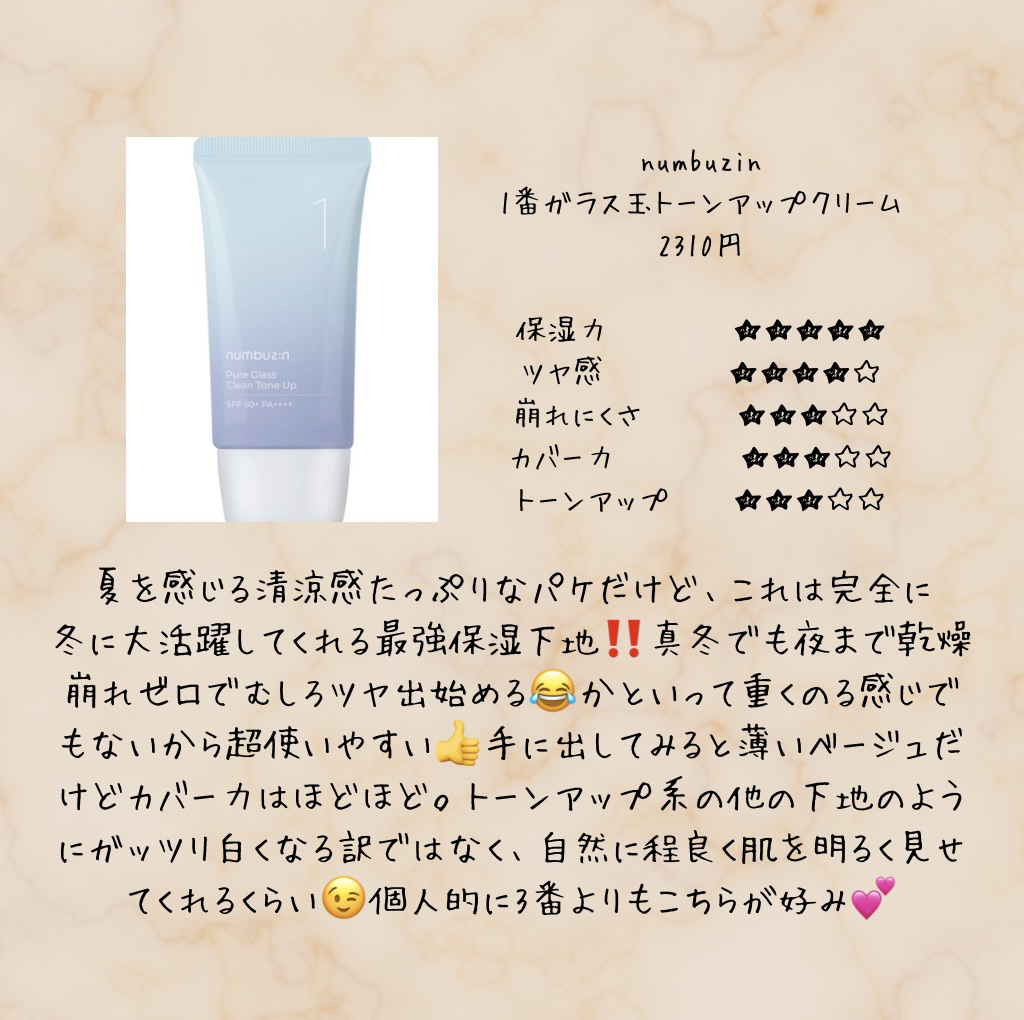 1番 ガラス玉トーンアップクリーム/numbuzin/日焼け止めクリームを使ったクチコミ（2枚目）