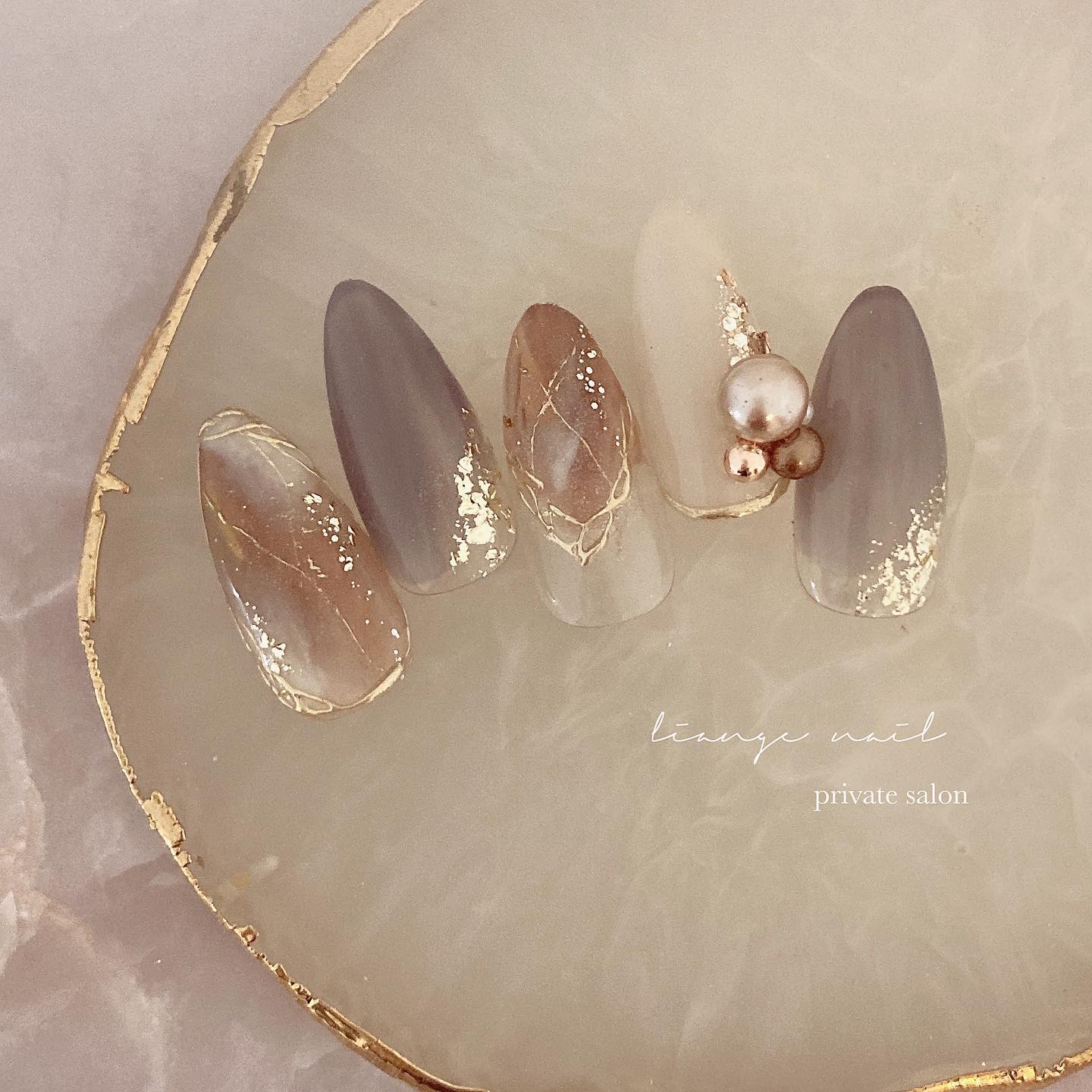 #リアンジェネイル,#柏ネイル,#ネイル,#ニュアンスネイル,#大人ニュアンスネイル,#天然石ネイル,#ミラーネイル,#ビジューネイルのネイルデザイン