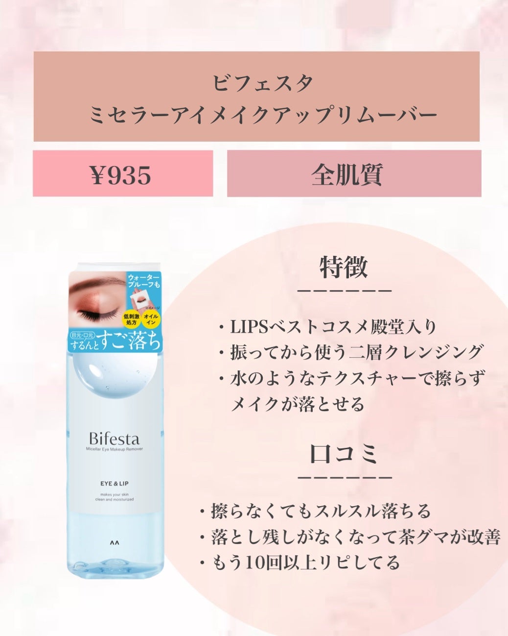 ミセラーアイメイクアップリムーバー/ビフェスタ/ポイントメイクリムーバーを使ったクチコミ(2枚目)