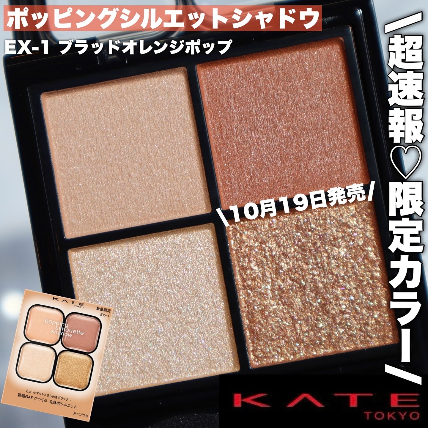 ケイト ポッピングシルエットシャドウ EX-1 ブラッドオレンジポップ(限定)/KATE/アイシャドウパレットを使ったクチコミ（1枚目）
