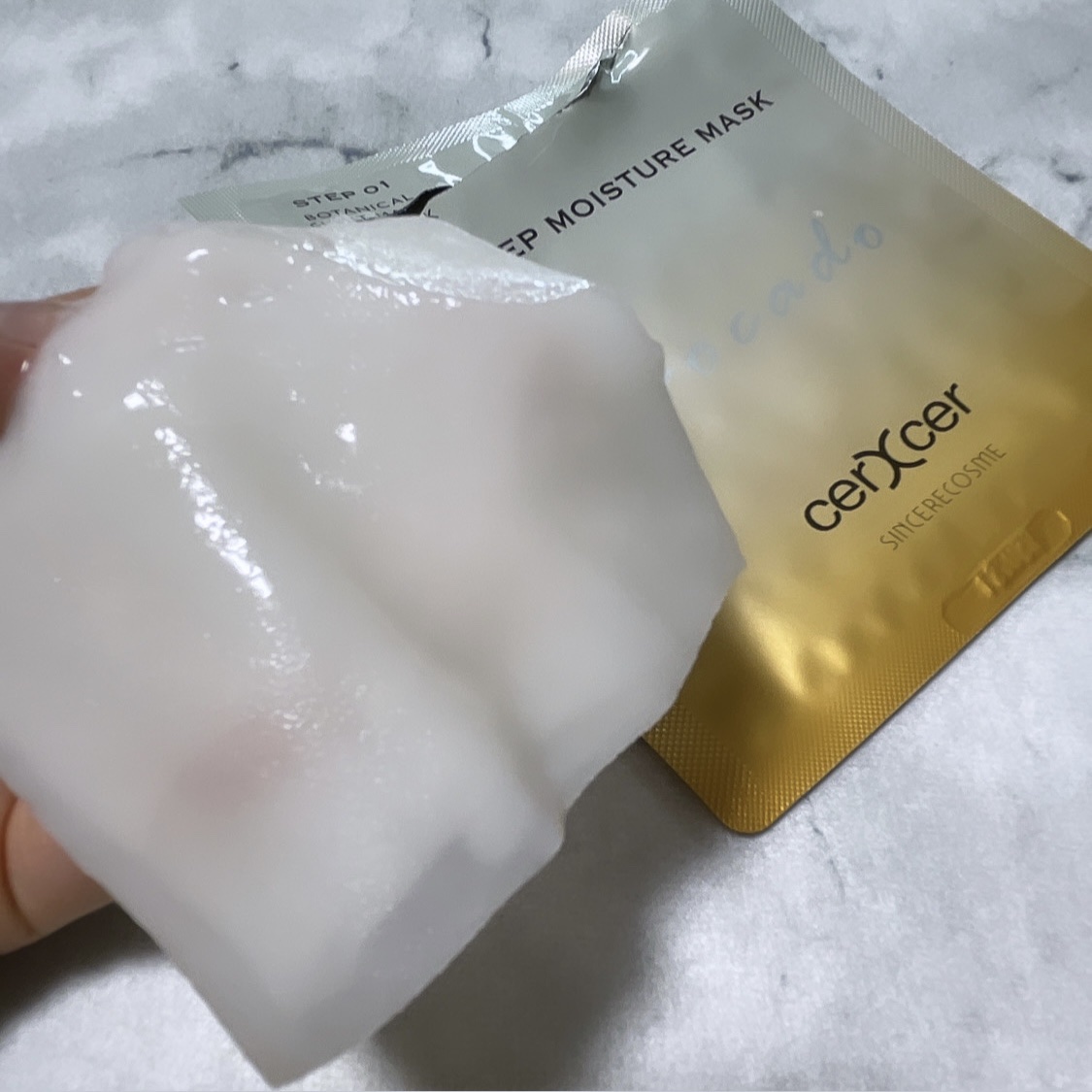ディープモイスチャー マスク　(ケアクリーム付き)/cerXcer/シートマスク・パックを使ったクチコミ（3枚目）