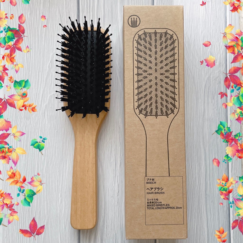 ブナ材ヘアブラシ ミックス毛/無印良品/ヘアブラシを使ったクチコミ(4枚目)