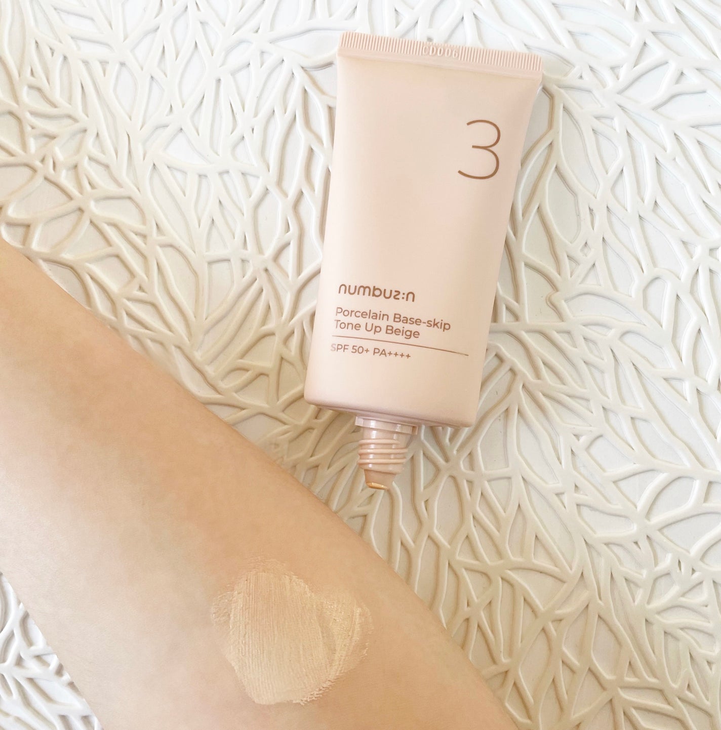 3番 ノーファンデ陶器肌トーンアップクリーム/numbuzin/化粧下地を使ったクチコミ(5枚目)