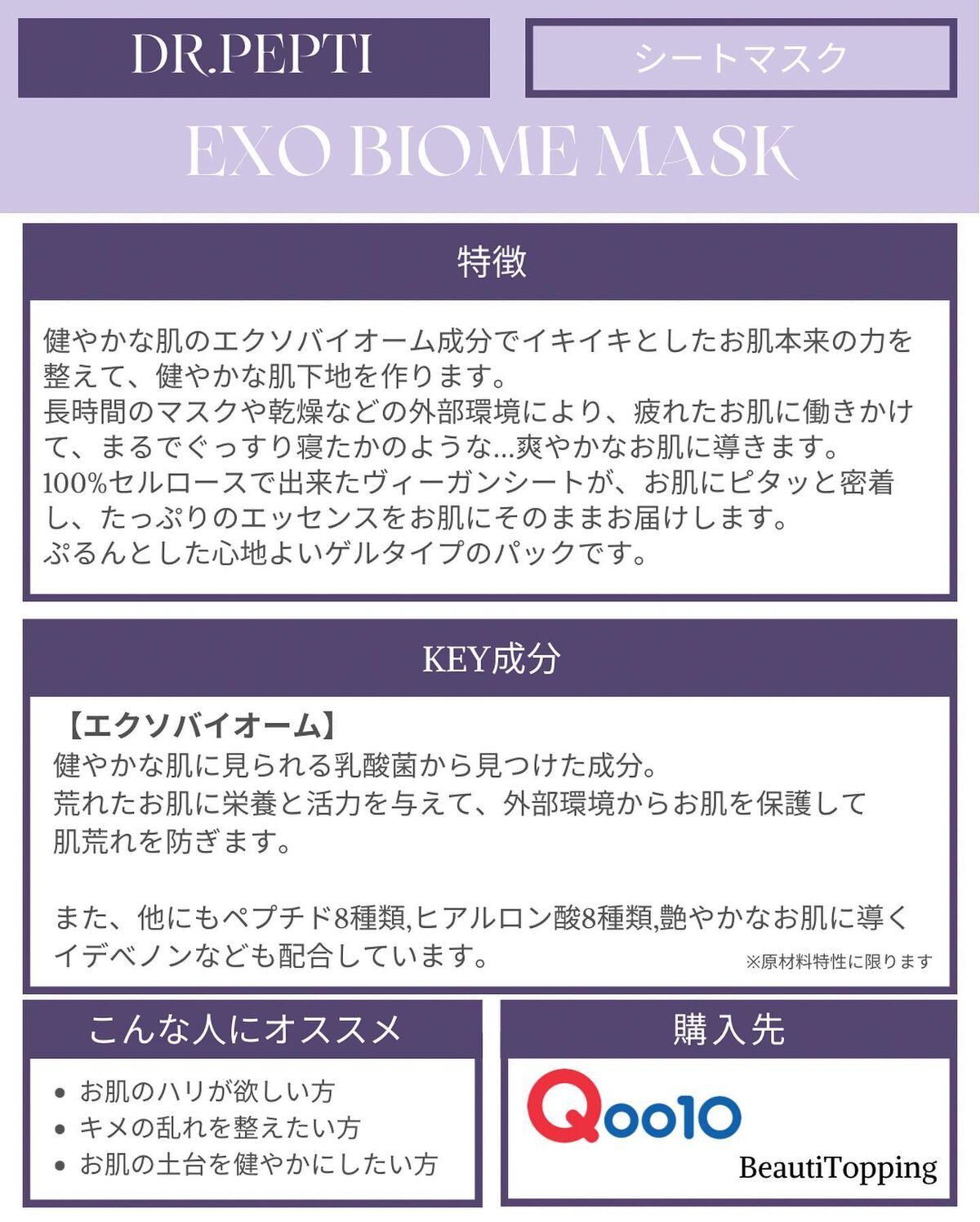 EXOバイオームマスク/DR.PEPTI/シートマスク・パックを使ったクチコミ（2枚目）