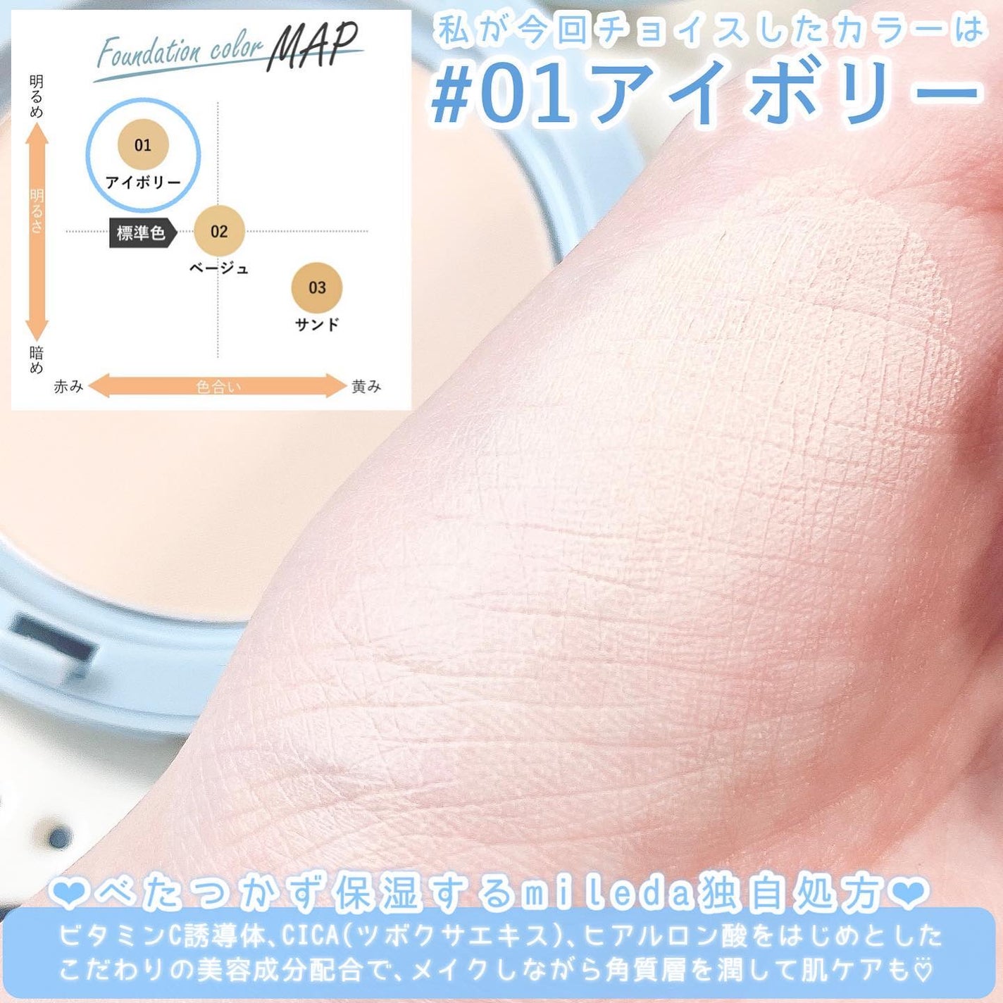 スムースフィットファンデーション/mileda/パウダーファンデーションを使ったクチコミ(3枚目)