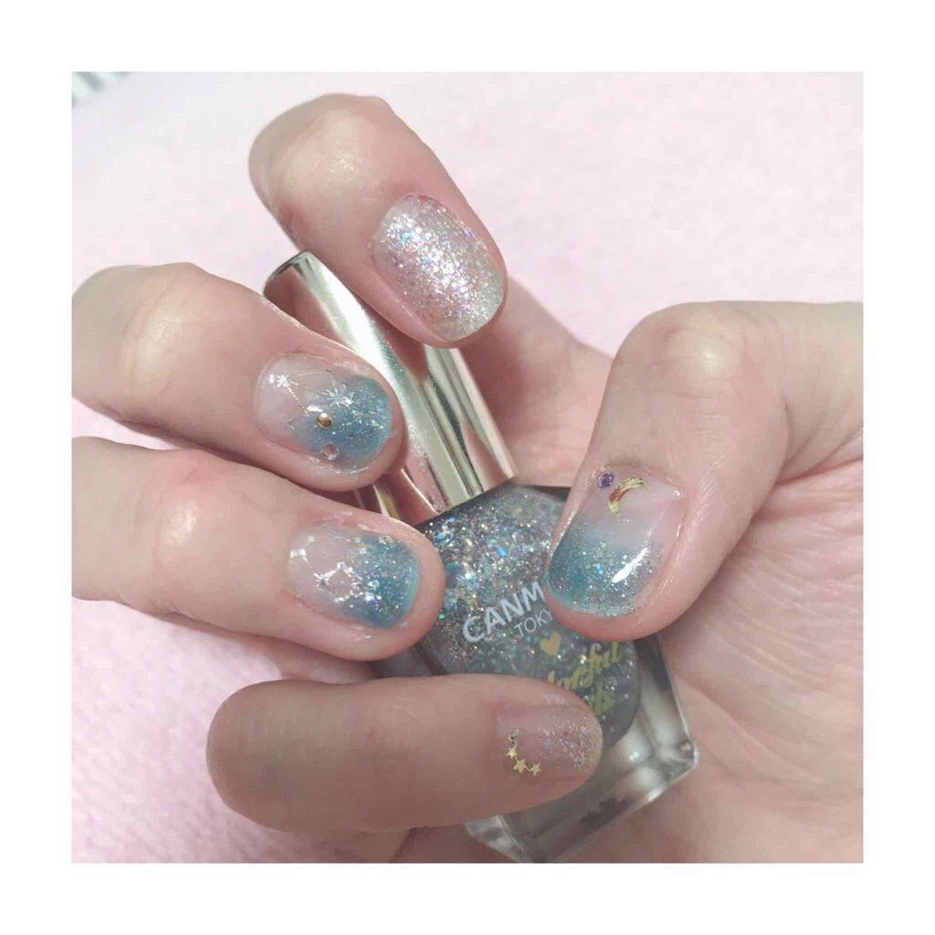 #セルフネイル,#星空ネイル,#Mネイルのネイルデザイン