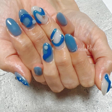 #ネイル,#純国産ジェルネイル,#ジェルネイル,#スクイーズネイル,#ブルーネイルのネイルデザイン
