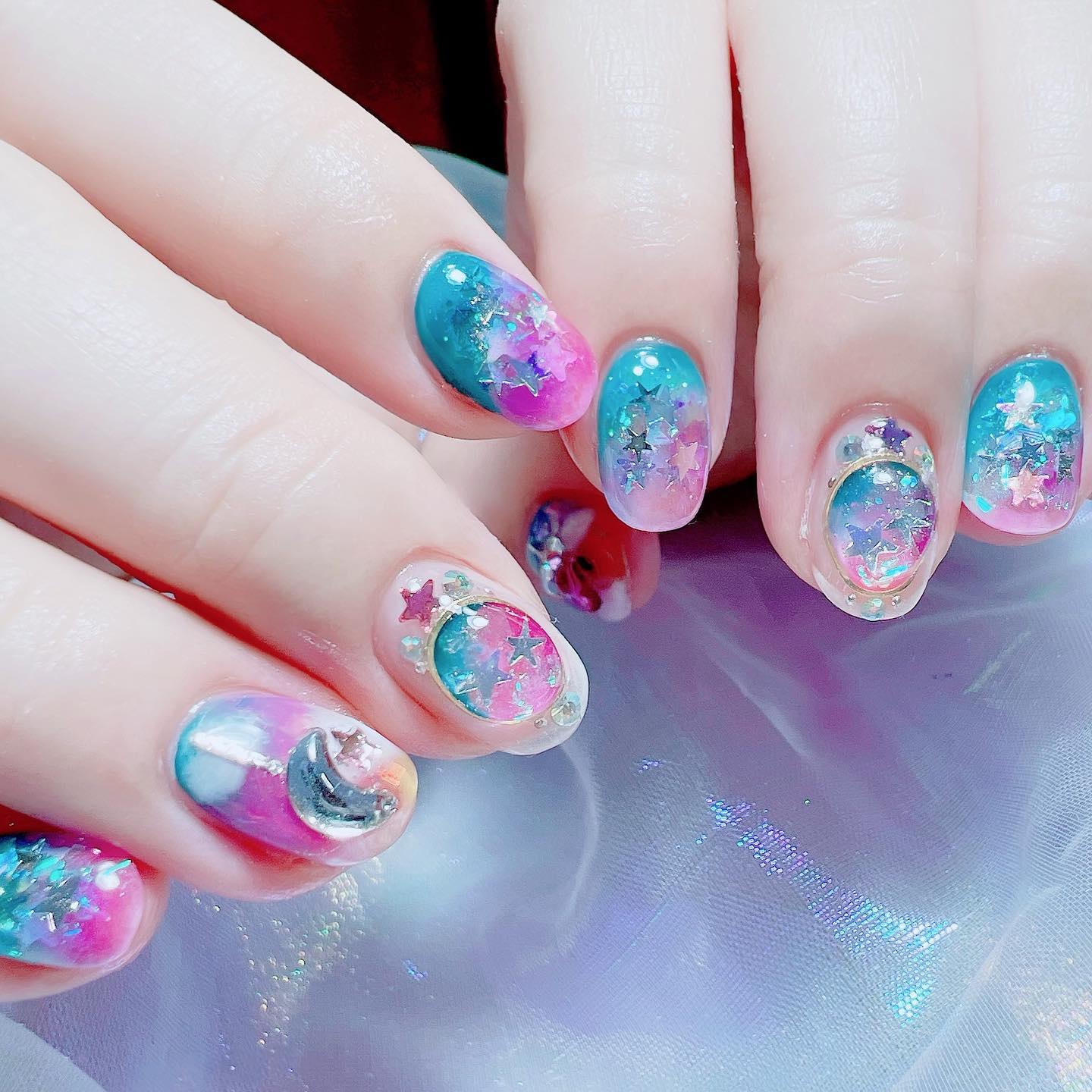 #ネイル,#七夕ネイル,#魔法少女ネイルのネイルデザイン