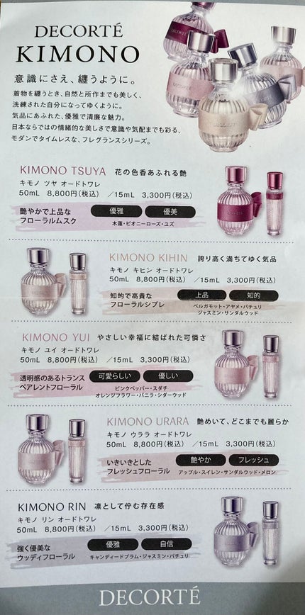 キモノ リン オードトワレ/DECORTÉ/香水(レディース)を使ったクチコミ(2枚目)