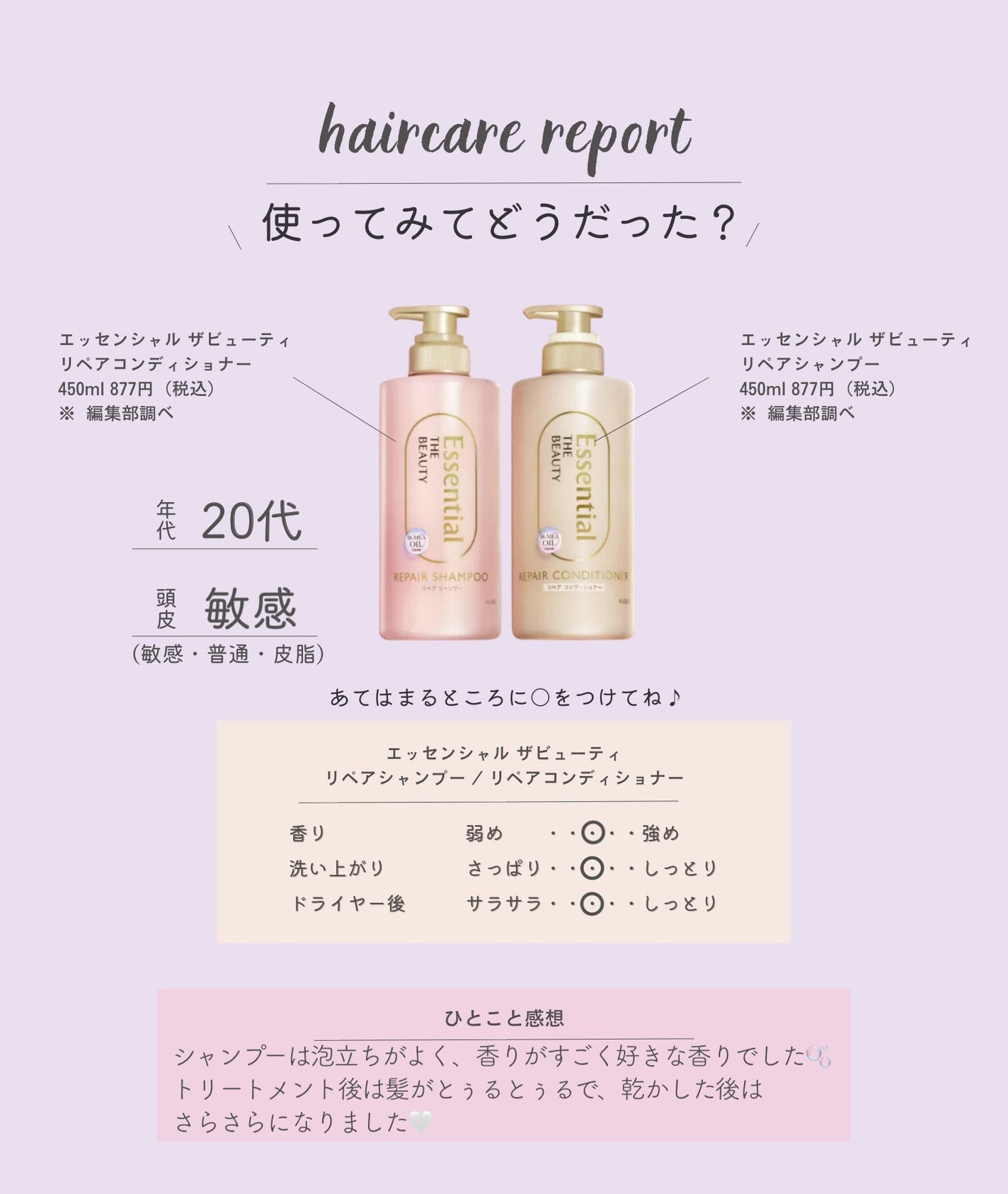 ザビューティ リペアシャンプー・コンディショナー/エッセンシャル/市販シャンプーを使ったクチコミ(2枚目)