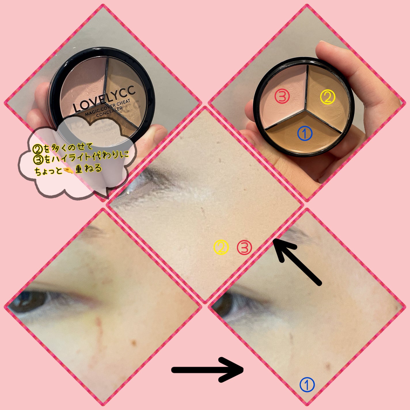 lovelycc マジックカバーチートコンシーラー/LOVELYCC/パレットコンシーラーを使ったクチコミ(3枚目)