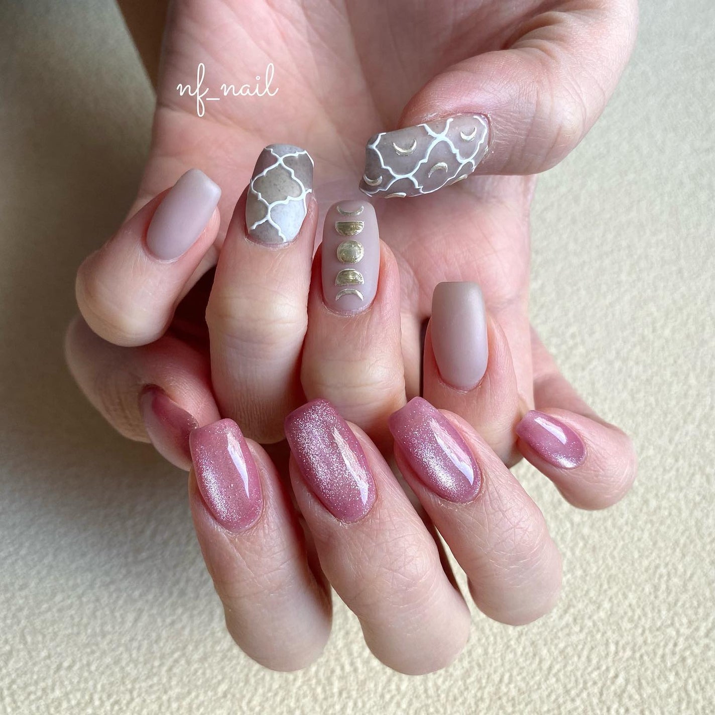 Natsumi◎nailist on LIPS 「art.コラベルタイル柄🌙.#ネイル#ネイルデザイン#ネイ..」(1枚目)