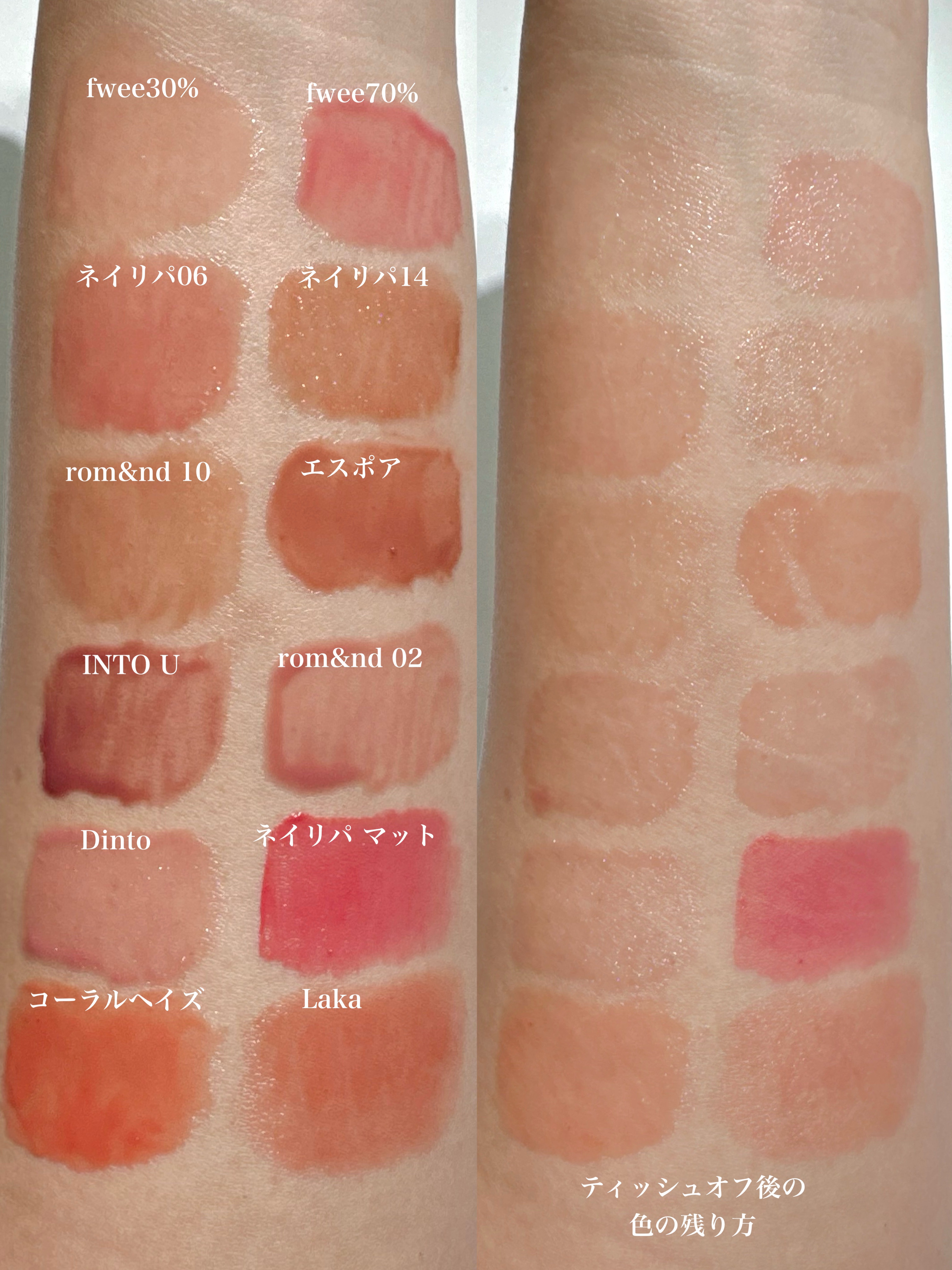 rom&nd・Laka・Coralhaze・ネイチャーリパブリック・espoir・fwee