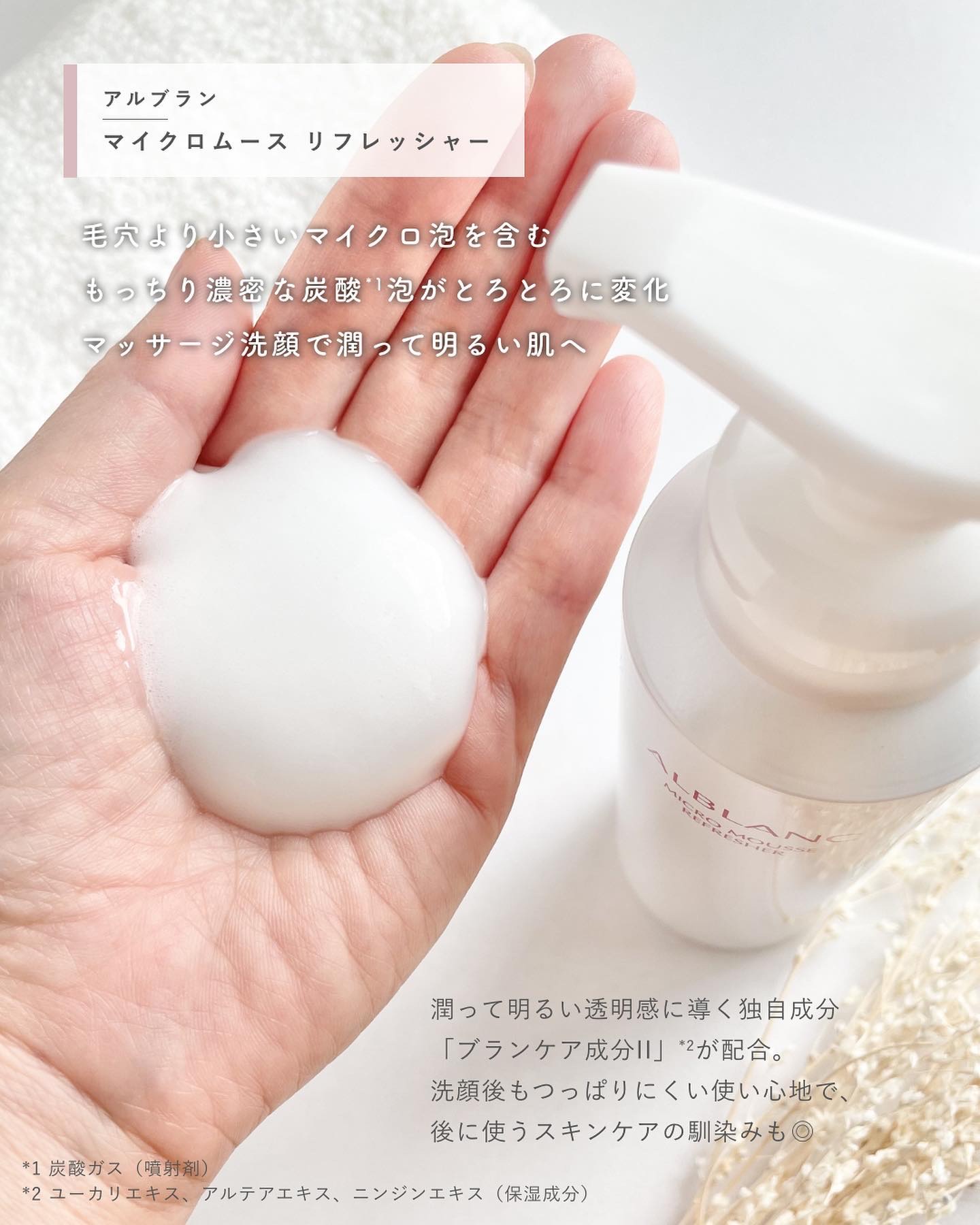 マイクロムース リフレッシャー/ALBLANC/泡洗顔を使ったクチコミ（2枚目）