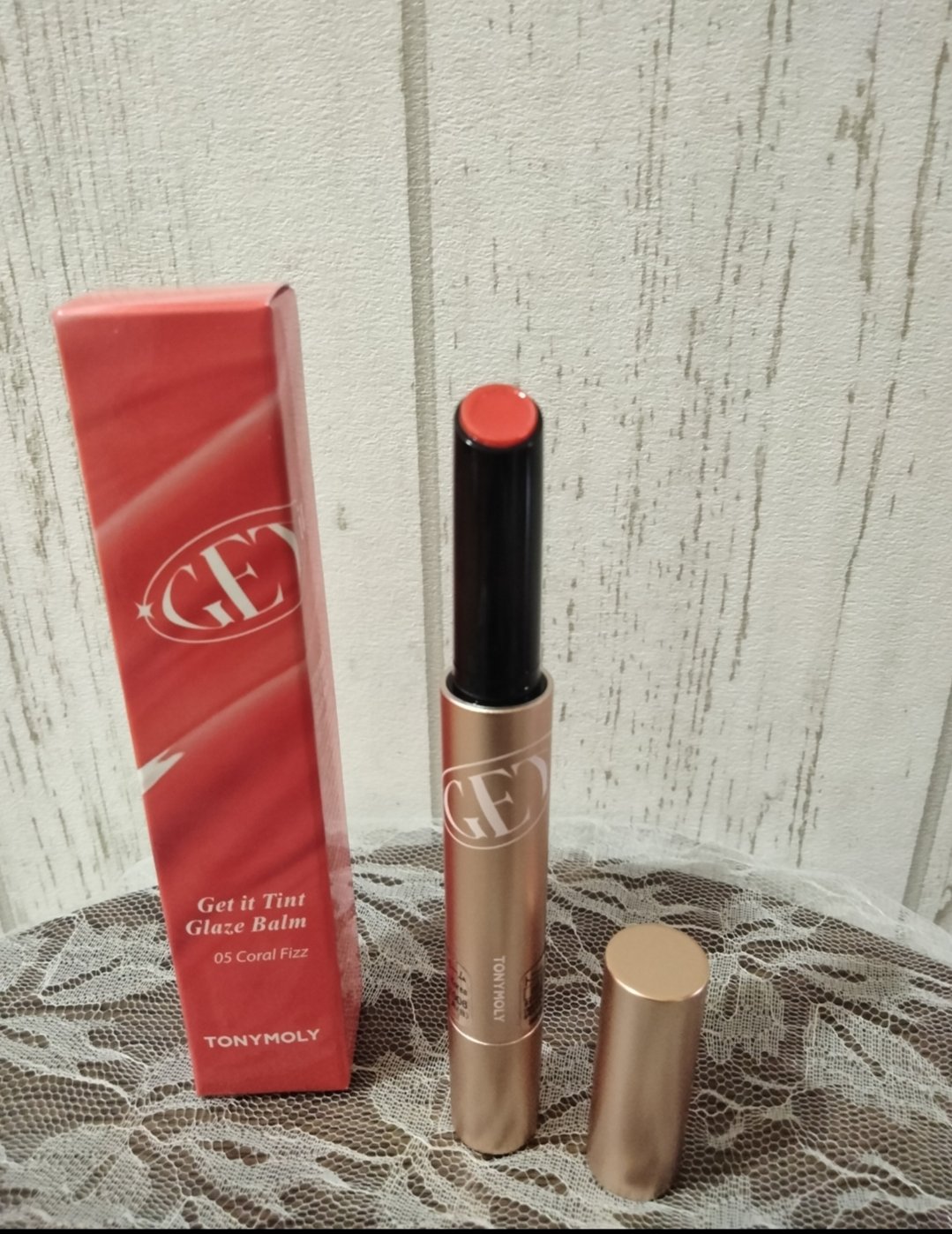 ゲットイットティントグレーズバーム 05 コーラルフィズ/TONYMOLY/リップティントを使ったクチコミ（2枚目）
