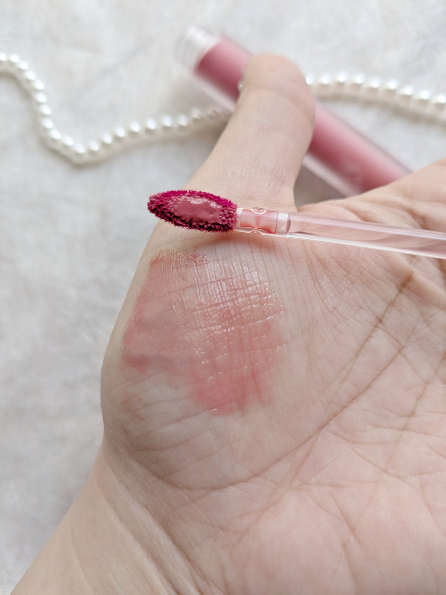 グラッセリップティント 01 オウンピンク/mude./リップティントを使ったクチコミ（3枚目）