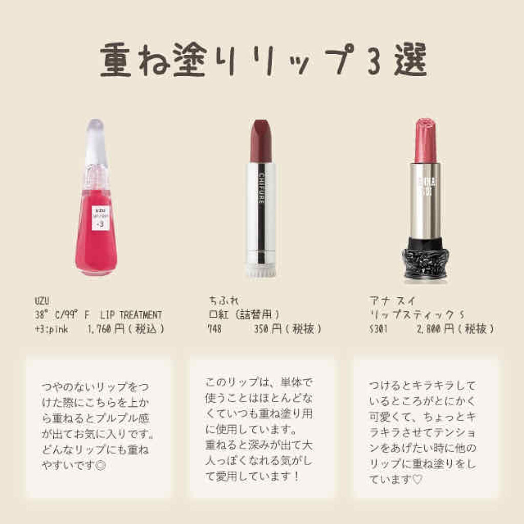 口紅 詰替用 ちふれを使った口コミ 重ね塗りをすると 持ってるリップの使い道が By はるぴー 普通肌 代前半 Lips