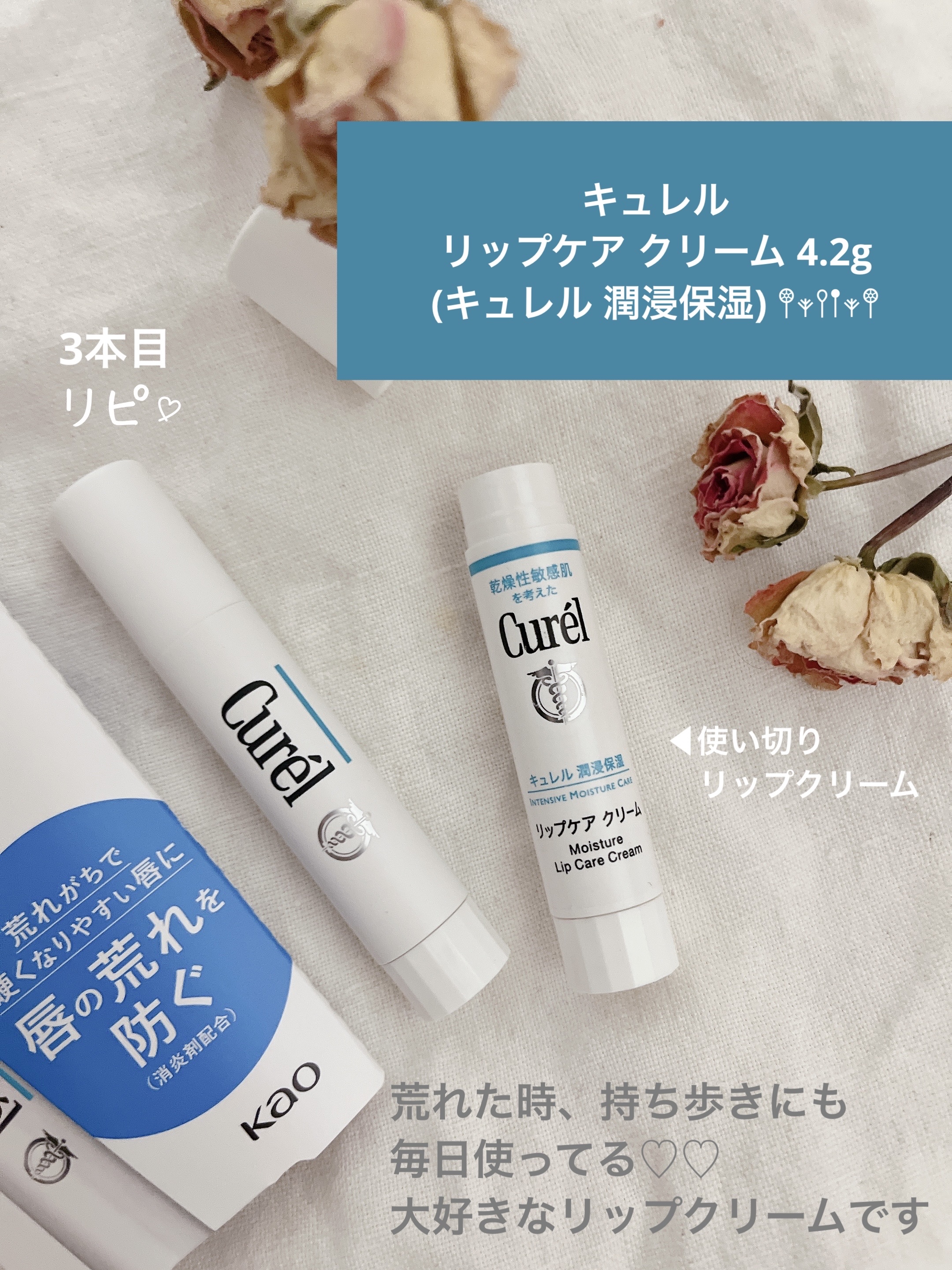 リップケア クリーム/キュレル/リップクリームを使ったクチコミ（1枚目）