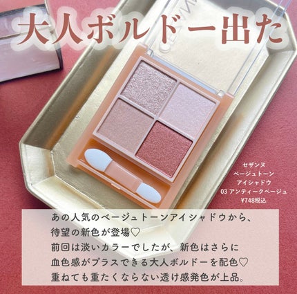 ベージュトーンアイシャドウ/CEZANNE/アイシャドウパレットを使ったクチコミ(2枚目)