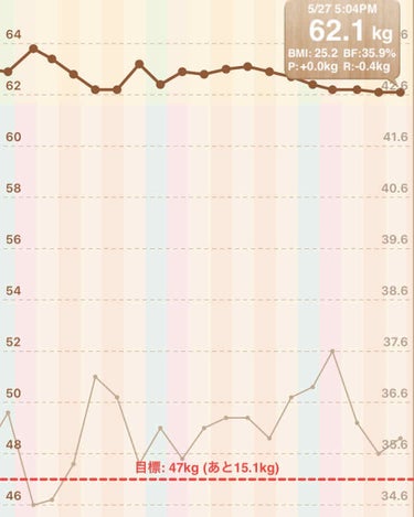 R ioka on LIPS 「ダイエット記録です体重　62.1㌔体脂肪　35.9%朝　無し昼..」（2枚目）