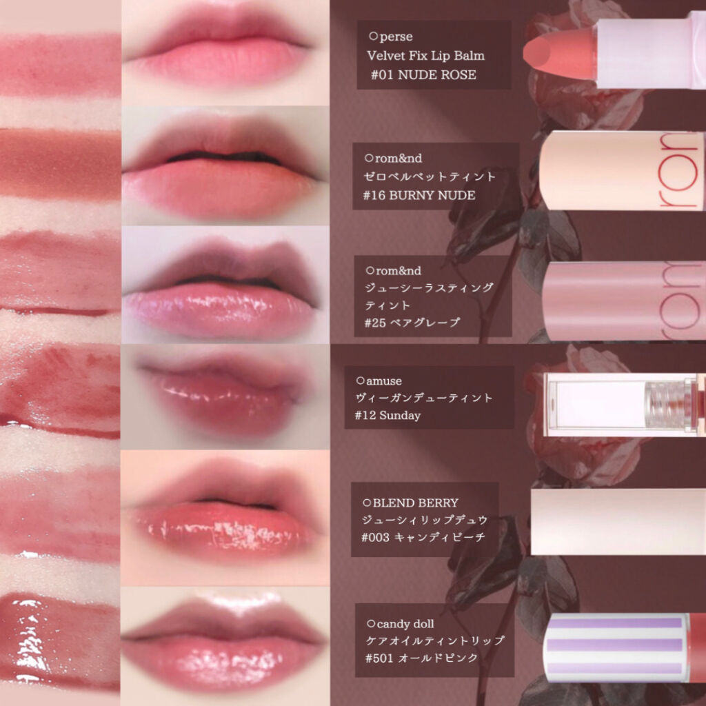 ジューシーラスティングティント/rom&nd/リップティントを使ったクチコミ（3枚目）