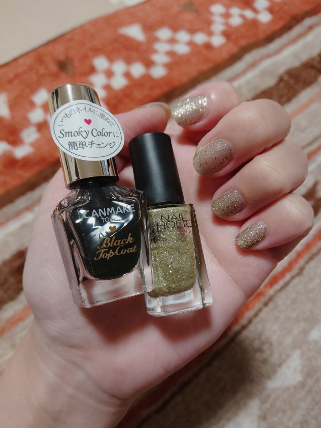 カラフルネイルズ ブラックトップコート/キャンメイク/ネイルトップコートを使ったクチコミ（1枚目）
