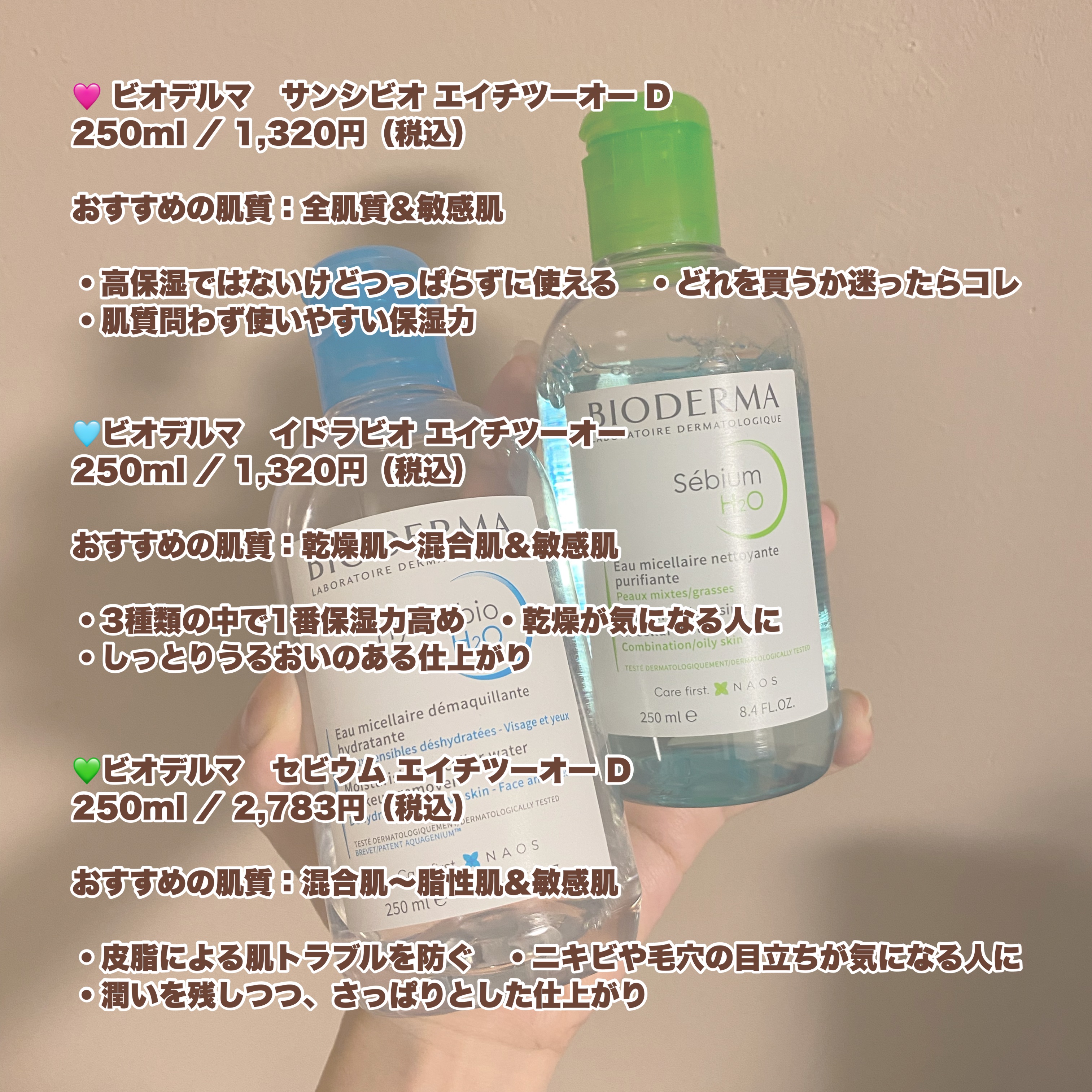 セビウム エイチツーオー D/ビオデルマ/クレンジングウォーターを使ったクチコミ（2枚目）