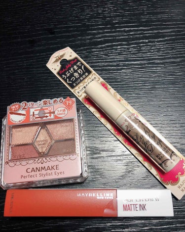 今日の#購入品
★CANMAKE 
パーフェクトスタイリストアイズ19
★Maybelline
Super stay Matt ink 135
★Majolica Majorca 
ラッシュジェリードロ