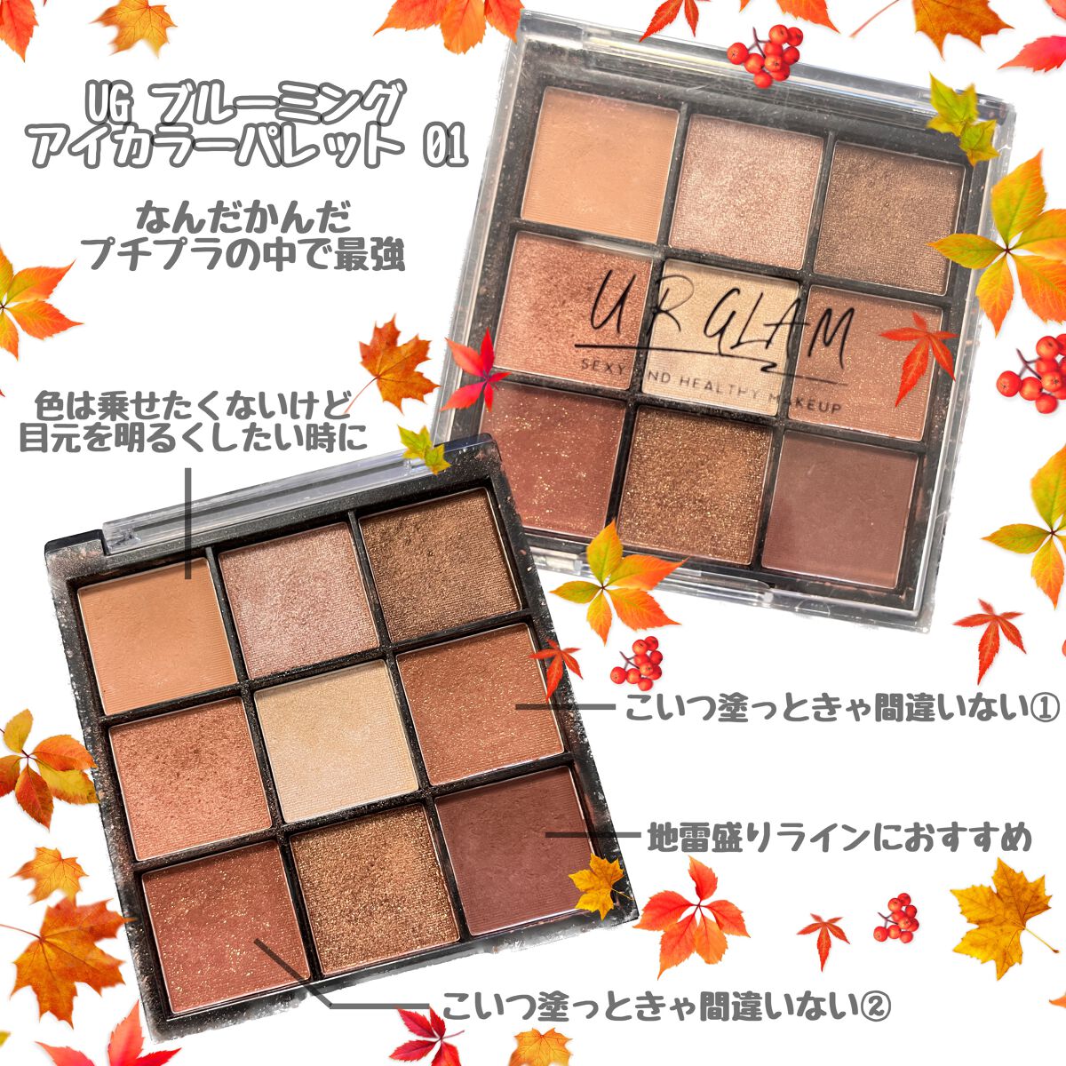 UR GLAM　BLOOMING EYE COLOR PALETTE/U R GLAM/アイシャドウパレットを使ったクチコミ（1枚目）