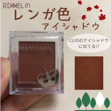 リンメルのレンガ色単色アイシャドウ🍁
リンメル プリズム パウダーアイカラー017

880円で買える秋冬ぴったりのオシャレアイシャドウ✨粉質もよくてマットになってます！

CLIOのプロアイパレット0