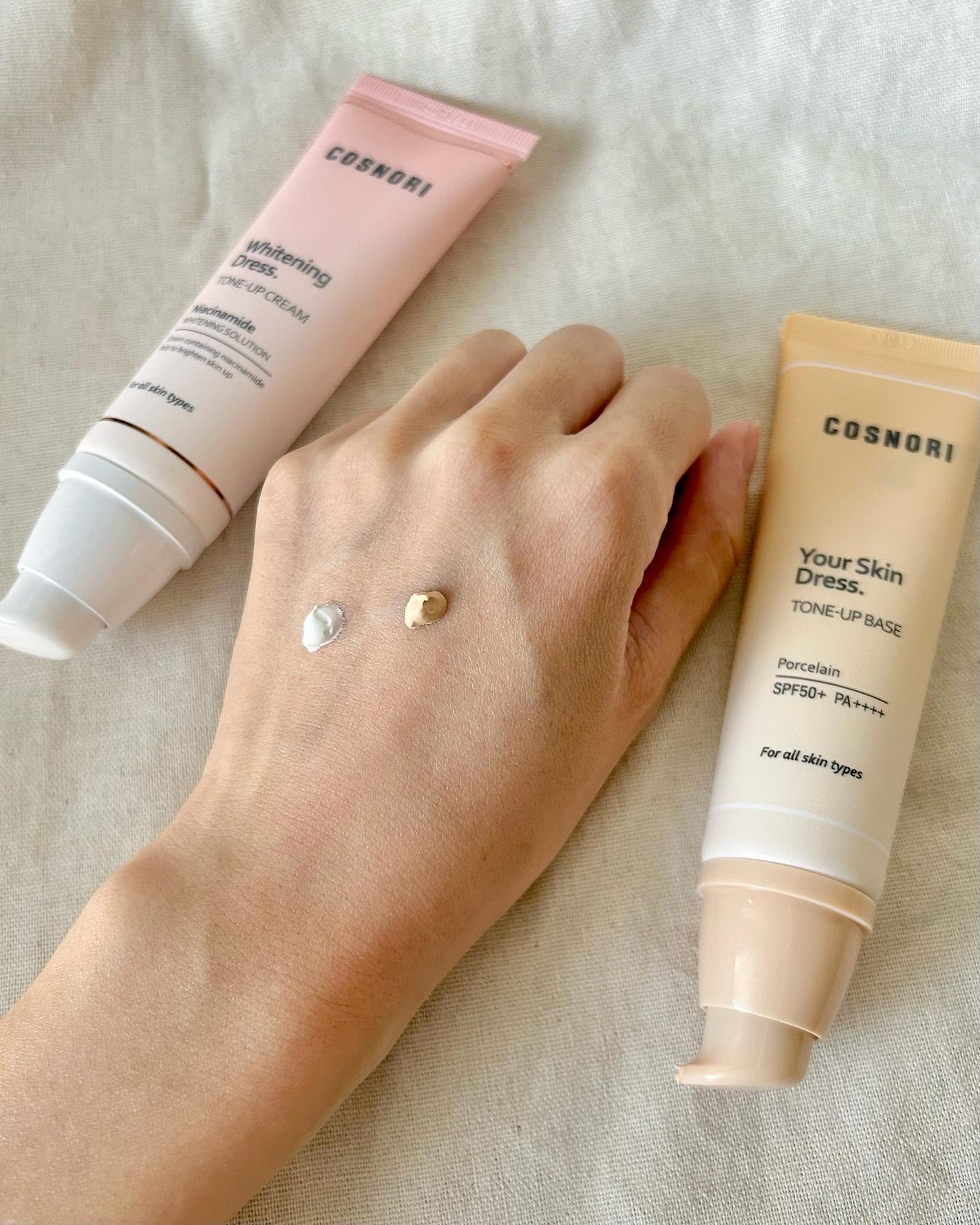 ホワイトニングドレストーンアップクリーム/COSNORI/化粧下地を使ったクチコミ(2枚目)