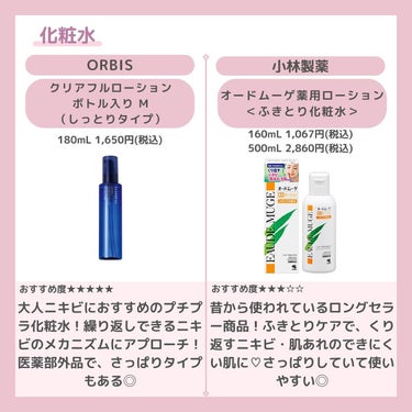 オードムーゲ オードムーゲ 薬用ローション（ふきとり化粧水）のクチコミ「こんにちは
ちゃもです🐱



今回は、ニキビにおすすめスキンケアのご紹介🫧



種類別にプ.....」（2枚目）