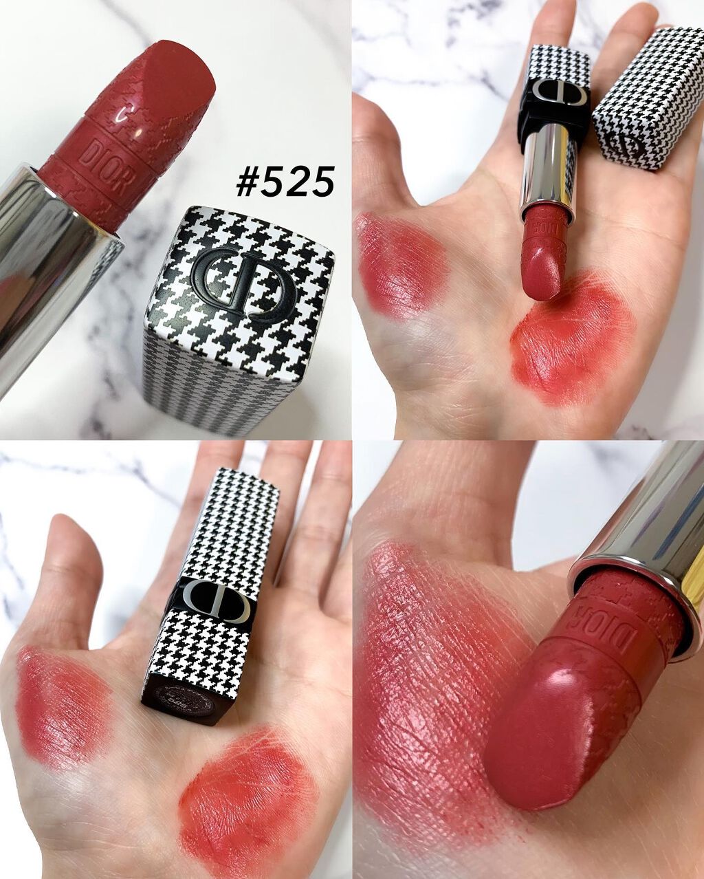 DIOR千鳥リップ　772・728 dior ルージュ ディオール 728 ニュ ローズ サテン 口紅 千鳥柄