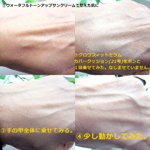 グロウフィットセラムカバークッション 21 アイボリー/ダルバ/クッションファンデーションを使ったクチコミ（2枚目）