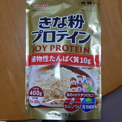 山本漢方製薬 きな粉プロテインのクチコミ「山本漢方
💪きな粉プロテイン💪
無糖なので甘くない!
豆乳や牛乳に混ぜて美味しい!
..」(1枚目)