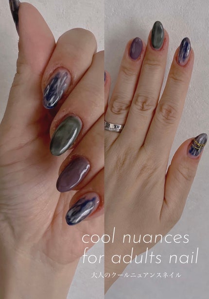 七福 on LIPS 「Seria✖️DAISOのジェルネイルで作るクールな塗りかけニ..」(1枚目)