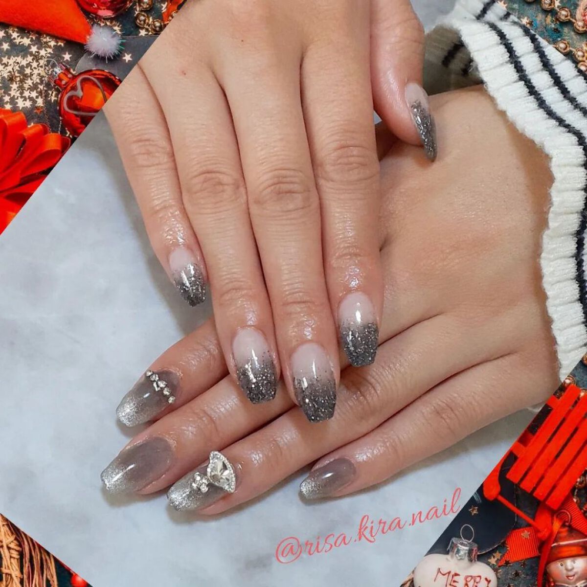 #ネイル,#ジェルネイル,#キラキラネイル,#クリスマスネイル,#ヴィヴィアンネイルのネイルデザイン