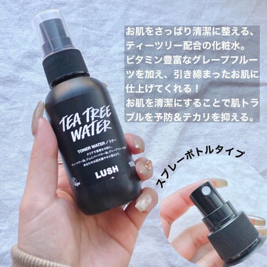 ラッシュ ティーツリーウォーターのクチコミ「千円ちょっとで買えるLUSHのティーツリーウォーター🍃🌱ニキビ肌さんにおすすめ🤩👍✨✨


#.....」（2枚目）