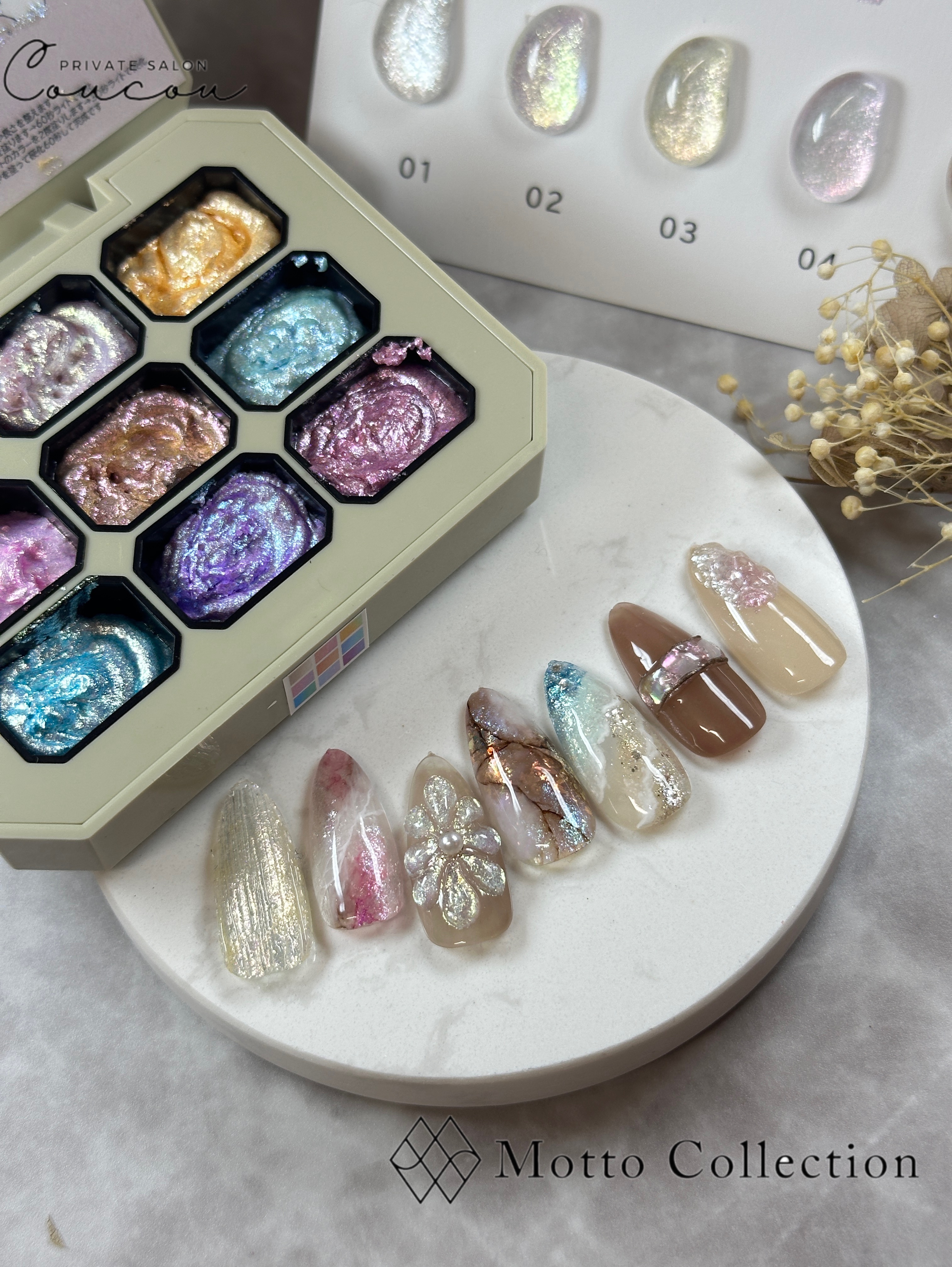 #マグネットネイル,#シェルデザインネイル,#ぷっくりフラワーネイル,#バカラネイル,#波ネイル,#天然石ネイル,#リングネイルのネイルデザイン