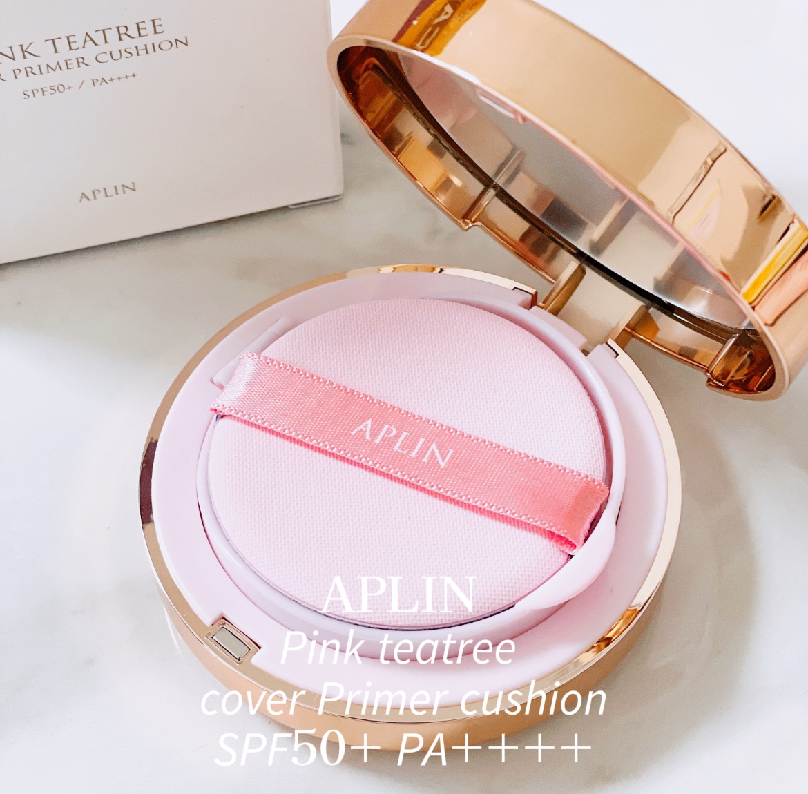 ピンクティーツリーカバープライマークッション 23号 サンドベージュ/APLIN/クッションファンデーションを使ったクチコミ（1枚目）