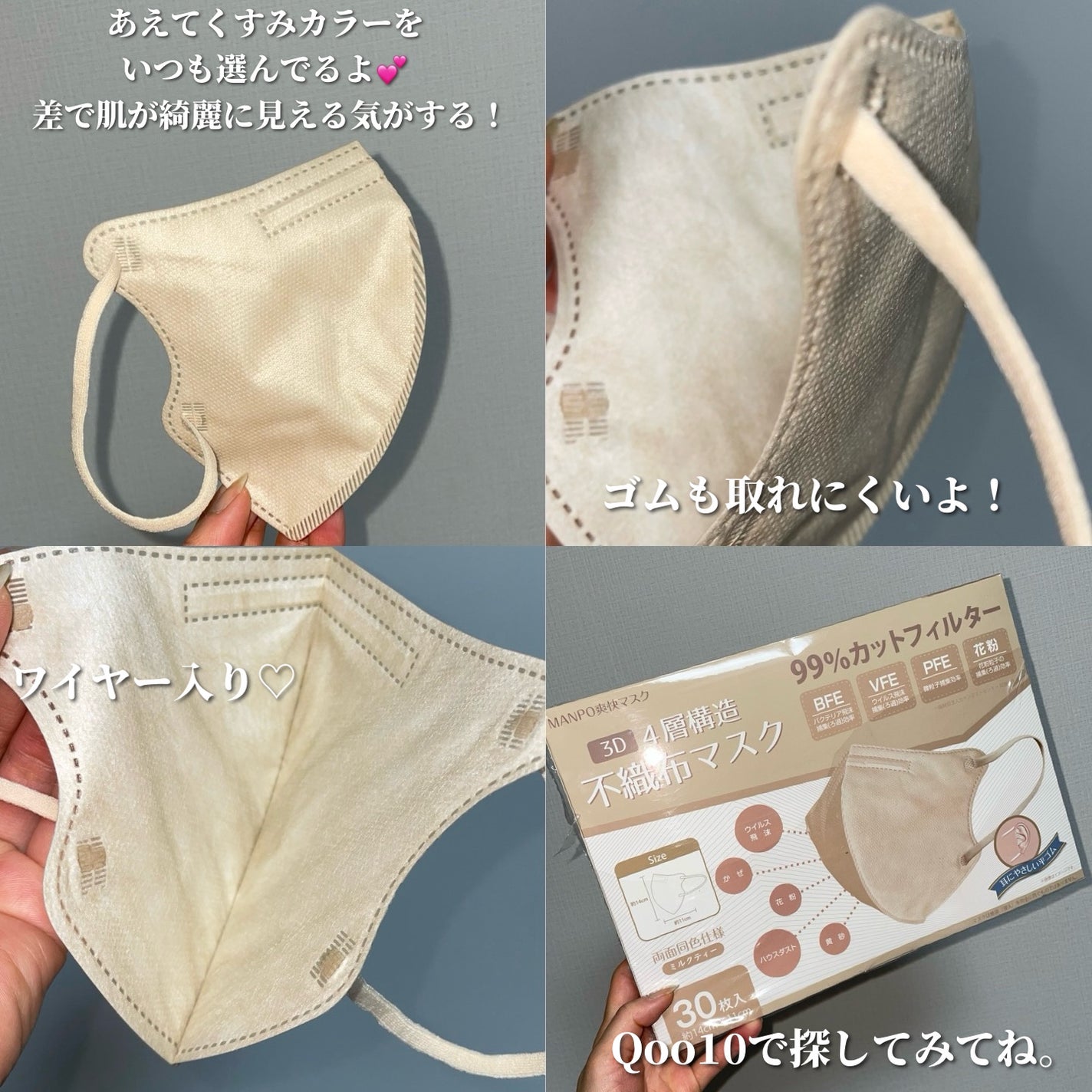 立体構造 不織布マスク/Qoo10/マスクを使ったクチコミ(4枚目)