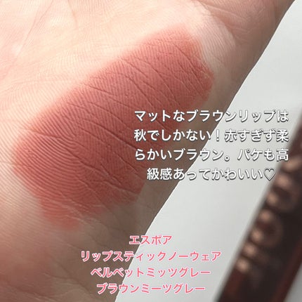 リップスティックノーウェアベルベットミッツグレー/espoir/口紅を使ったクチコミ(2枚目)